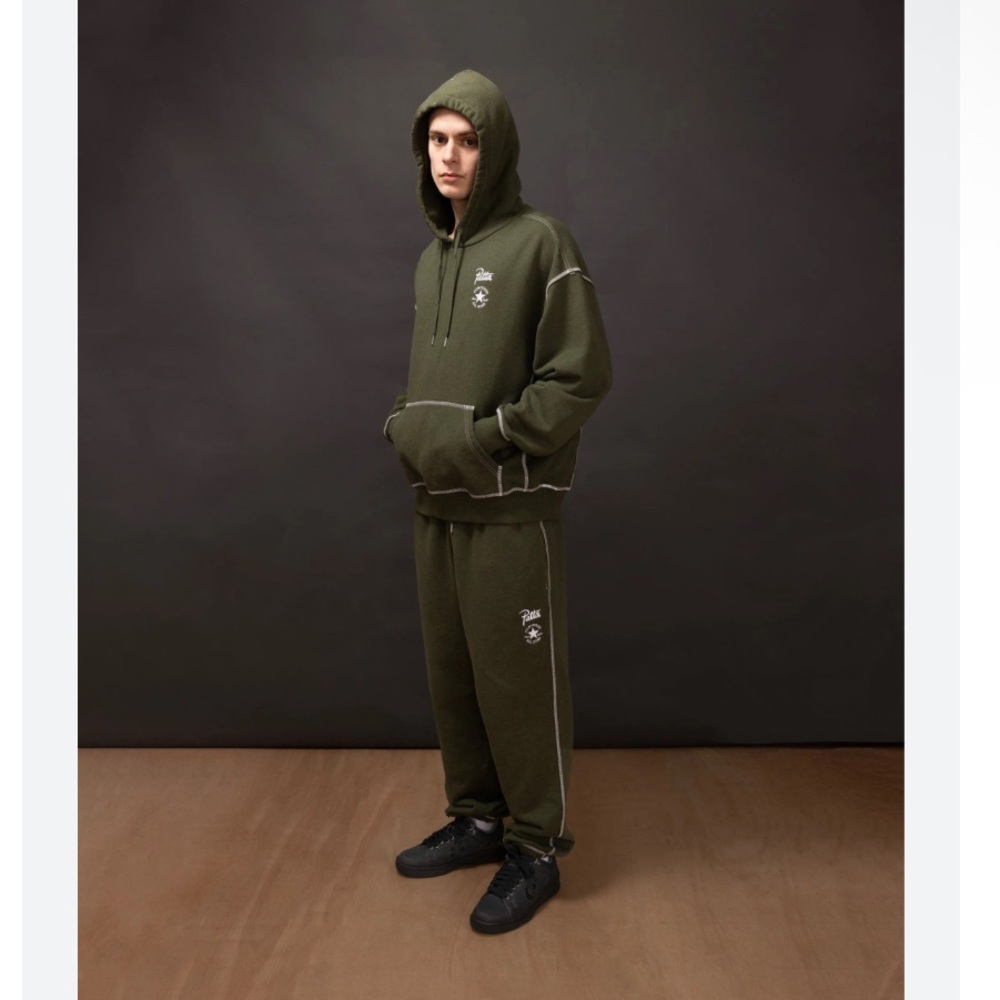 Converse x Patta Gold Pullover Olive Green Standard Hoodie Unisex Collab NEW L - Picture 3 of 10
